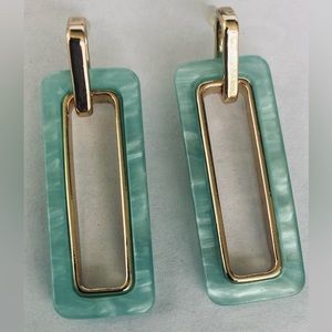 14th & Union rectangle green gold tone resin drop earrings